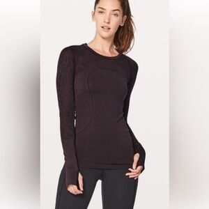 Lululemon Swiftly Tech Long Sleeve Floral Print Purple Plum size 4